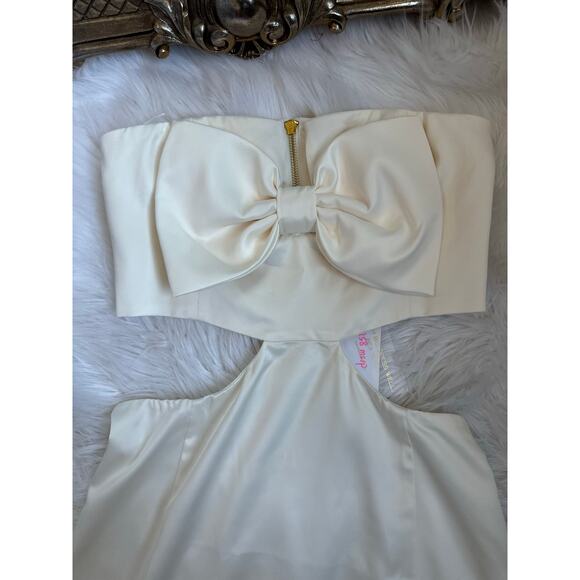FLORA BEA Kayle Strapless Mini Bow Dress In Whitebridge Small NEW - Picture 7 of 7